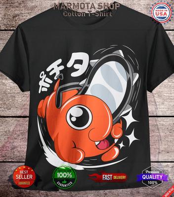 Pochita Chainsaw Man Maglietta Anime Tee T-Shirt Makima Horror Manga Otaku Denji CSM