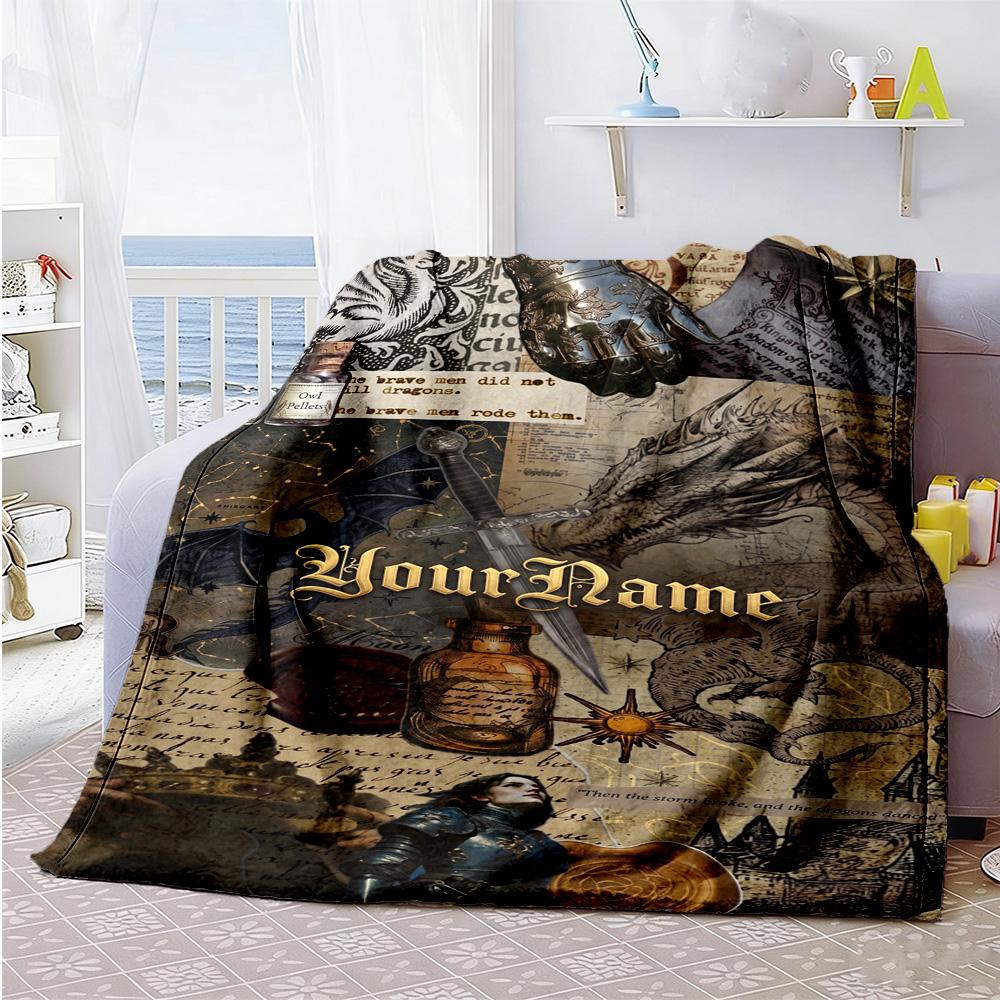 Gothic Illustrations Customize Text Blanket Cozy Personalized Blanket Warmthful Decor Suitable for Seaside Office Chair Sofa Living Room All-Season Us