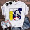 2025 New Fashion 26 Letter Print Women's T-shirt Disney Minnie Top Casual T-shirt Summer Short Sleeve Pattern Women's Clothing