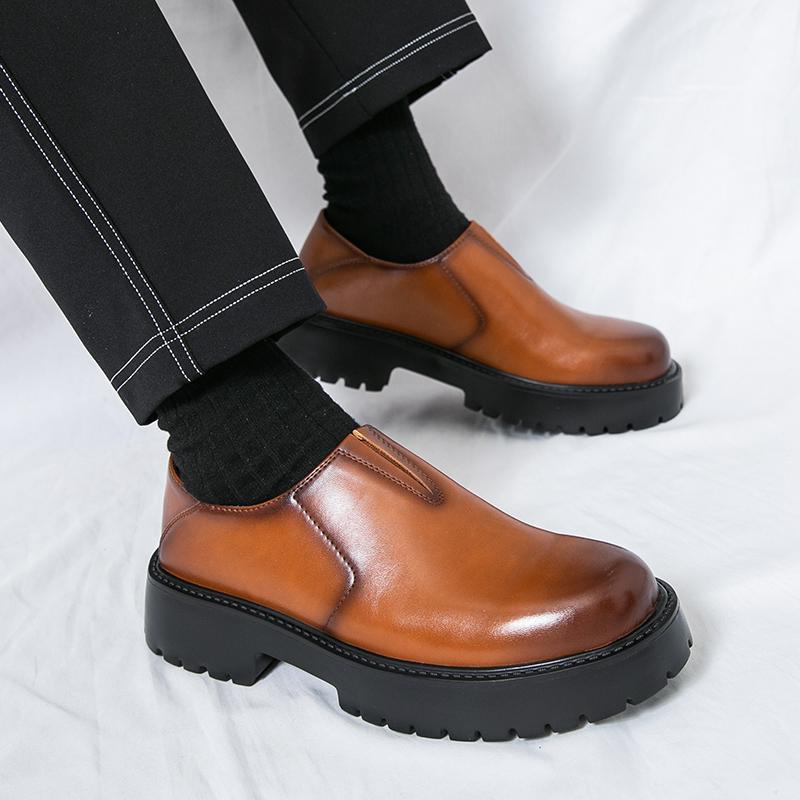 Fashion Casual thick soled men's leather shoes Fashion minimalist style Party and business Plus Size Trendy outdoor shoes Derby Hot