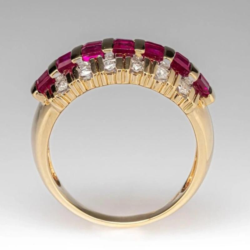 Small Retro Design Inlaid with Zircon Geometric Ring, Women's Trendy Holiday Party Accessories Jewelry