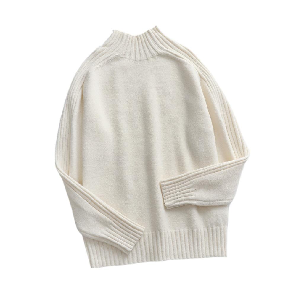 IHUASU Women's Autumn and Winter Solid Colour Sweater High Neck Pullover Loose Women's Solid Colour Sweater