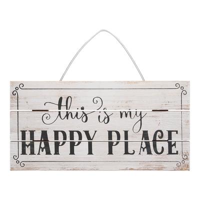 Decorative Wooden Sign Novel Waterproof Table Sign Hanging Decoration with Happy Place for