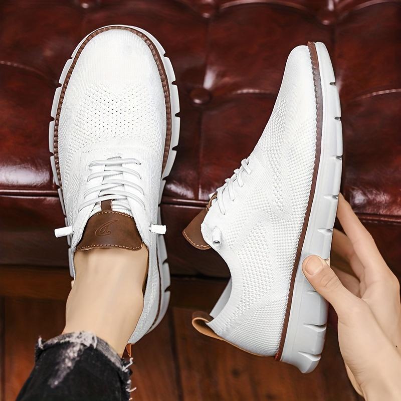 Heren Modieuze Gebreide Ademende Wandelschoenen, Modieuze Antislip Casual Schoenen, Herenschoenen