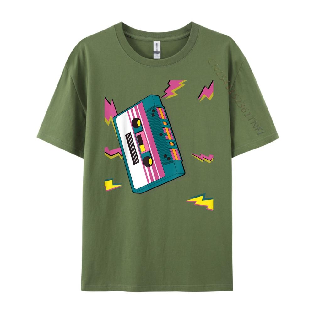 Vintage Cassette Tape In 80s 90s Neon Style T Shirts For Men Autumn TShirt Mens Tshirts Creative Camiseta
