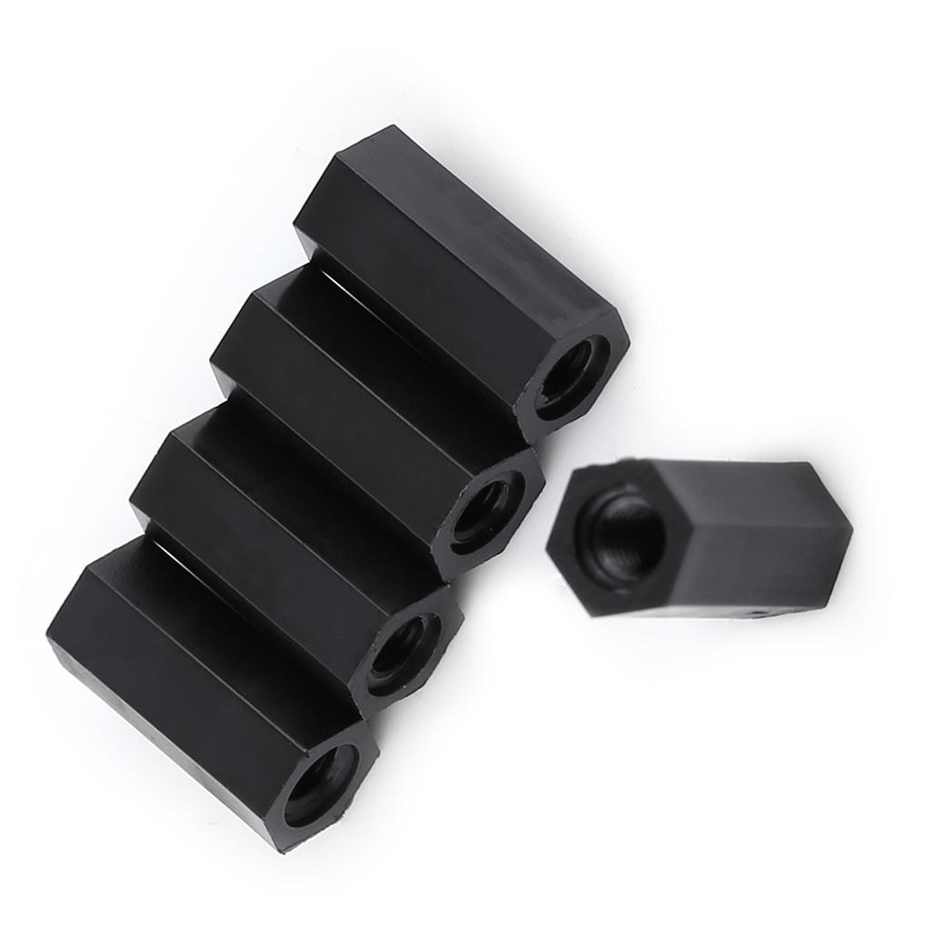 100Pcs Black PA66 M3 Female X M3 Female Hex Threaded Spacer Standoff