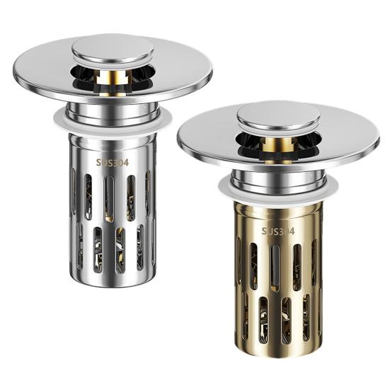 Brass Core Sink Stopper Stainless Steel Bathroom Sink Drain Strainer Easy Install Anti-Blocking Filter