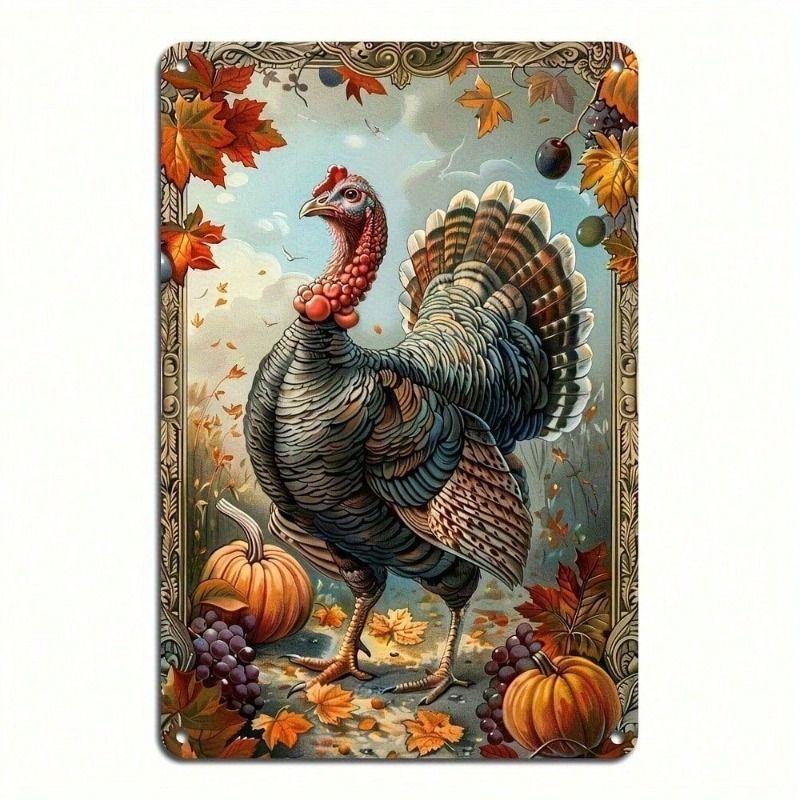 Metal Wall Art Vintage Thanksgiving Tin Sign, Kitchen Decor Poster