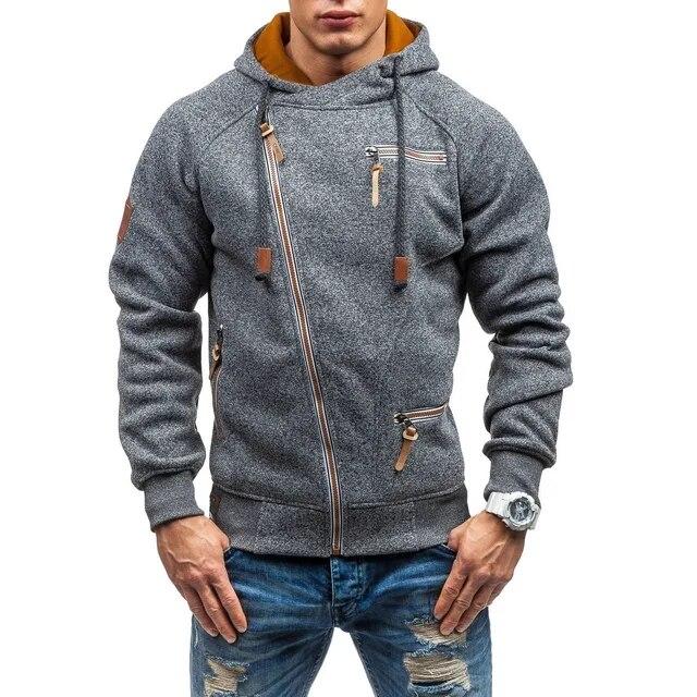 

Men s Hooded Sweatshirt Side Zipper Pullover XXXL синій