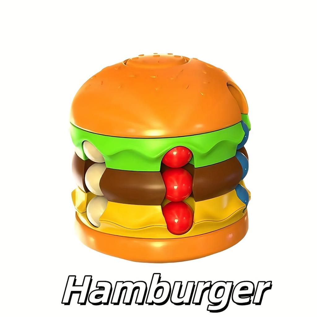 1pc Burger & Fries 360° Rotating Decompression Toy - Colorful Fast Food Shapes, Boosts Logical Thinking, Relax Puzzle for Youngsters & Adults
