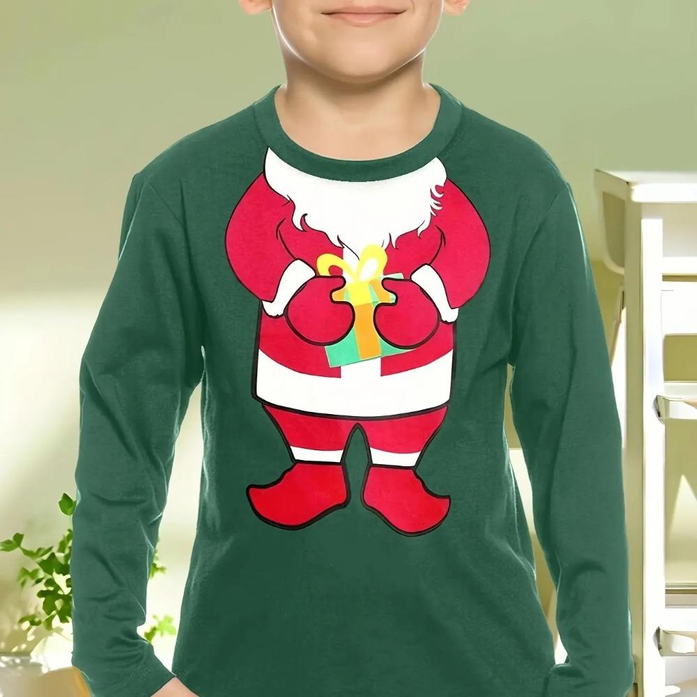 Christmas Children's 3D Digital Printed Boys' Fashionable and Comfortable Round Neck Long Sleeved T-shirt