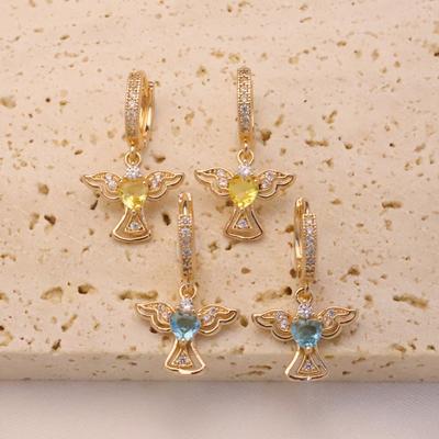 1 Pair Exquisite Angel Wings Dangle Earrings for Women Zirconia Earring Jewelry Wedding Party Accessories