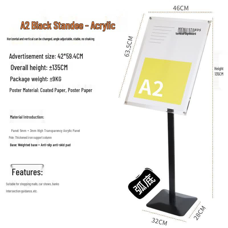 A2 Acrylic Weighted Adjustable Display Stand