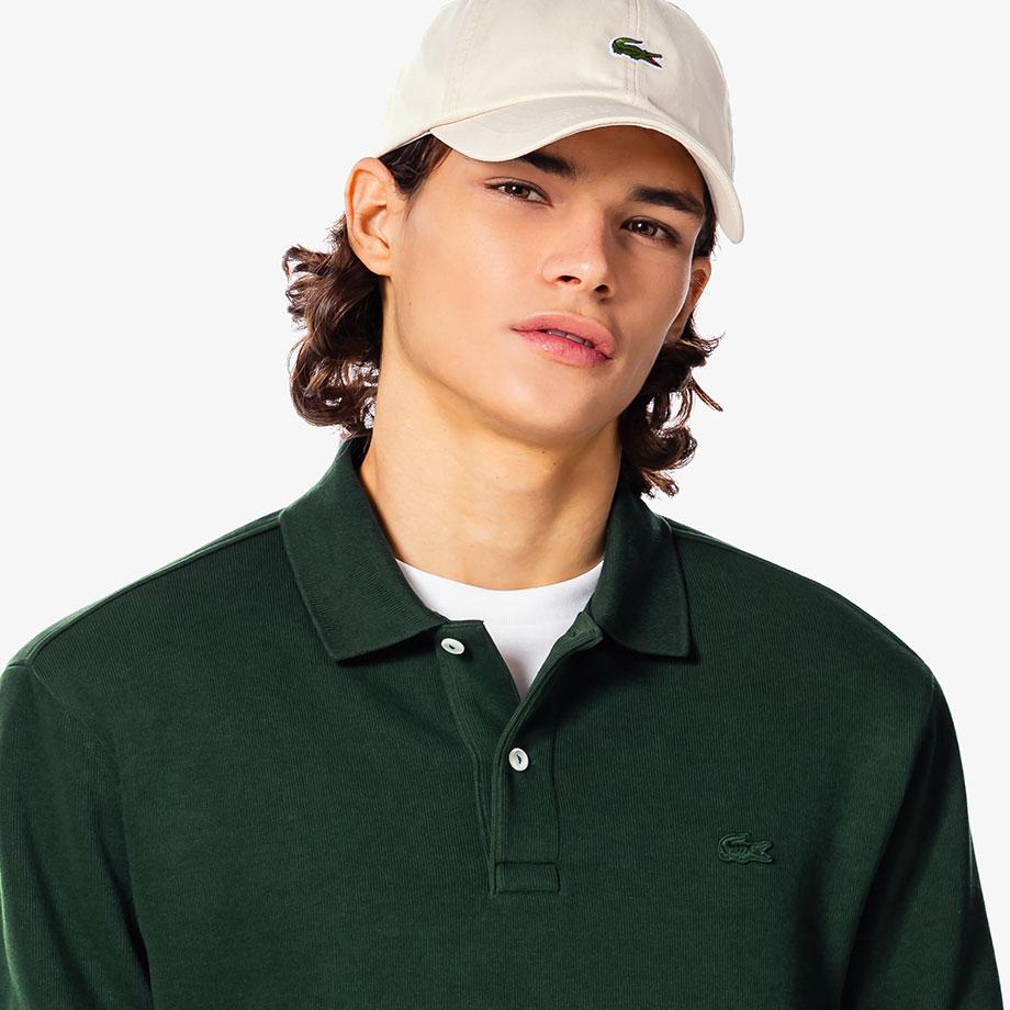 Lacoste Men's Ribbed Long Sleeve Polo Shirt PH262E-55NYZP