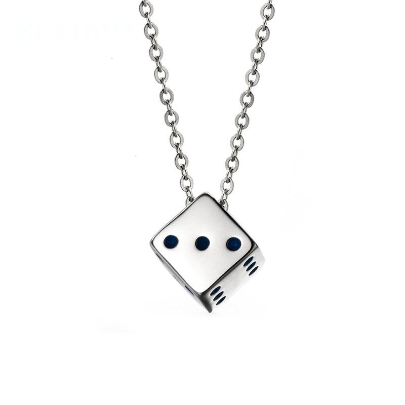 Trendy Unisex Lucky Dice Pendant Necklace: Minimalist Solid Color Design