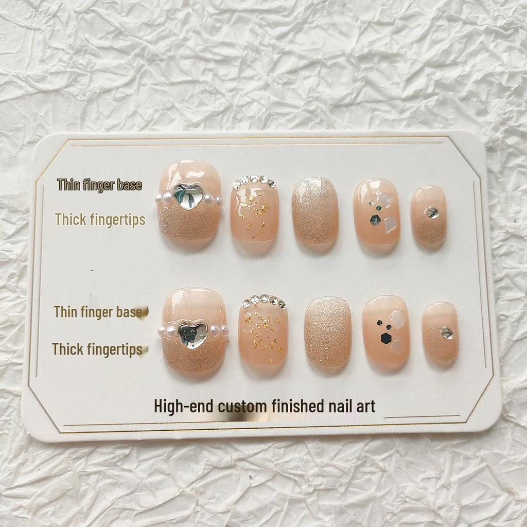 Crystal Shell Wearable Nails: Flashy Handmade Manicure with Pure Desire False Nail Patches