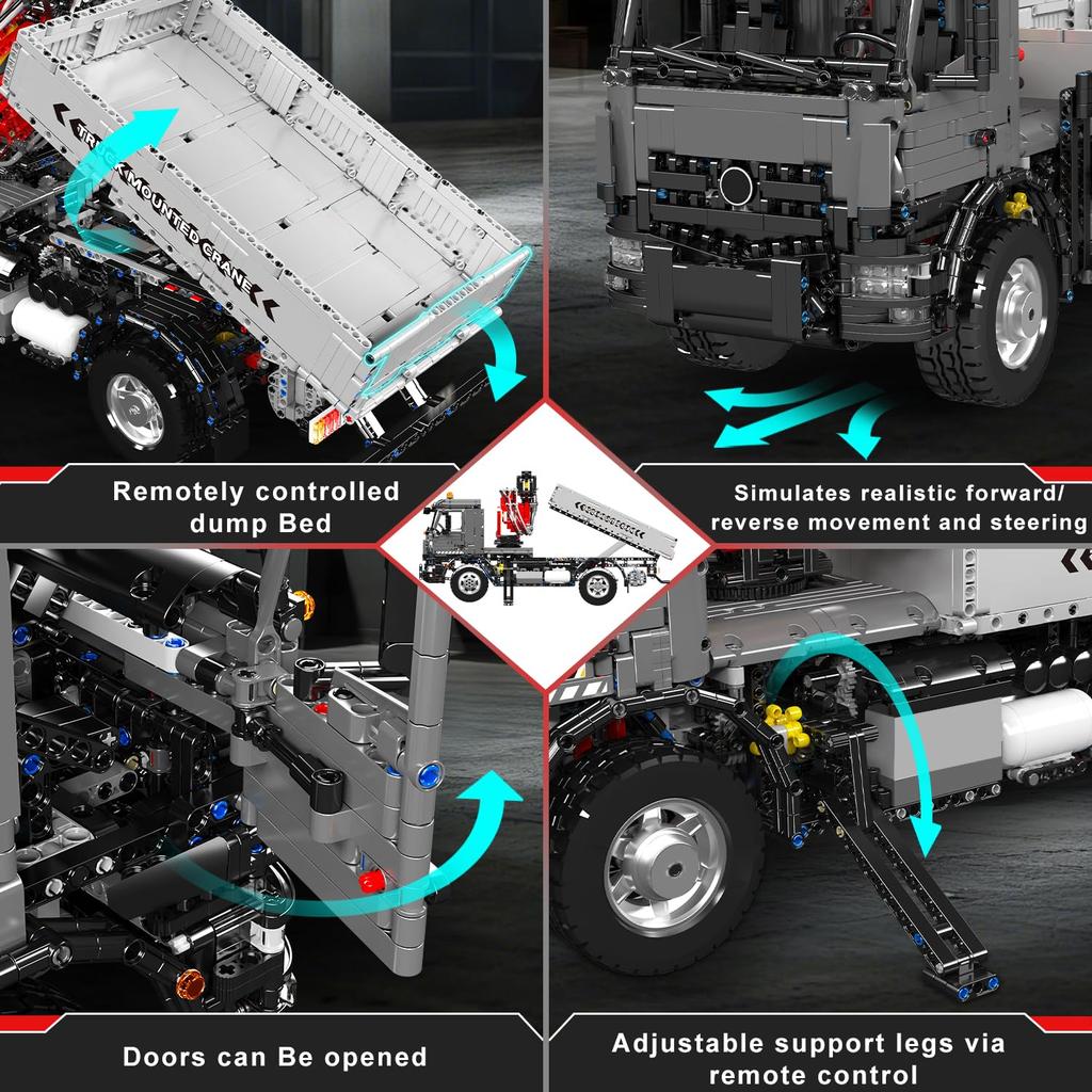 Mould King 19016 Truck Crane Building Set, APPRemote Engineering Truck Building Kit, City Mobile Crane Model Set, Ideal for Kids and Adult Collectors