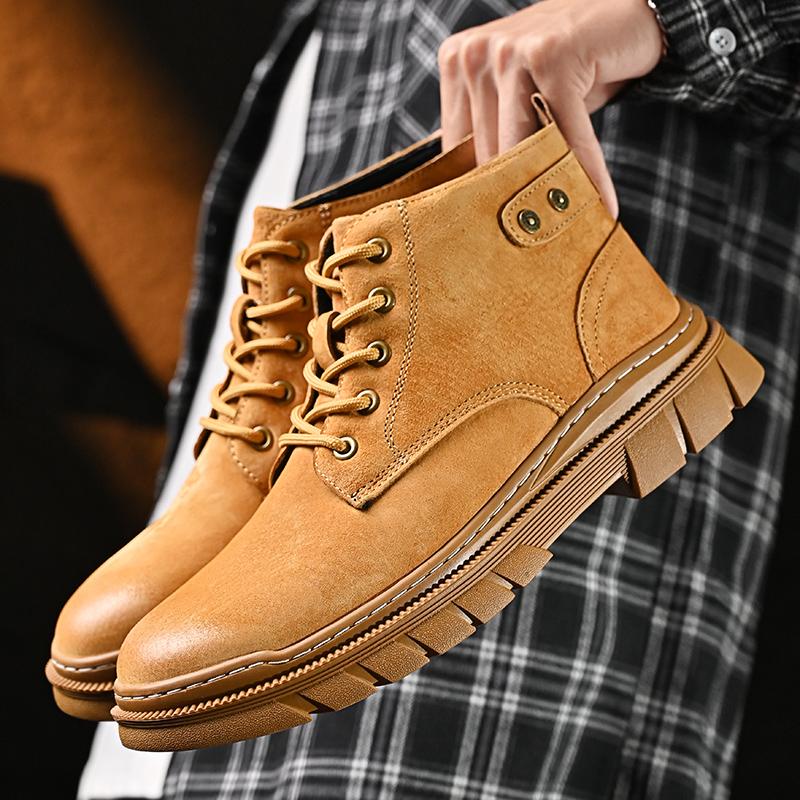 Genuine Leather Men's Ankle Boots Classic Casual Shoes Breathable Walking Hiking Shoes High Quanlity Leisure Boots Winter Shoes