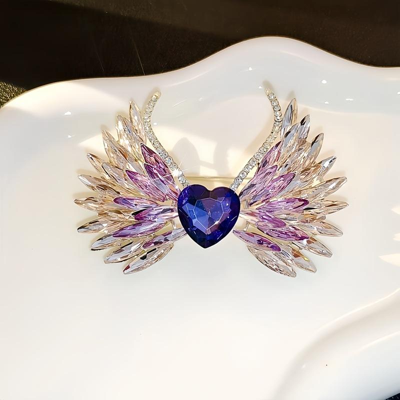 Gradual Change Crystal Love Angel Wings Wings Brooch Temperament Light Luxury Corsage Coat Suit Pin Accessories