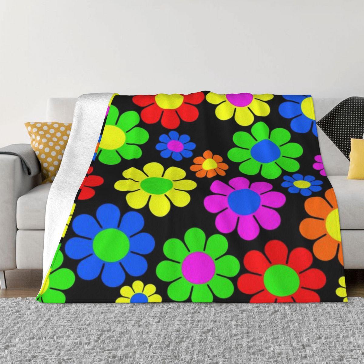 Hippy Flower Daisy Spring Pattern Custom Travel An Ultra-Soft Micro Fleece Blanket 30x40in