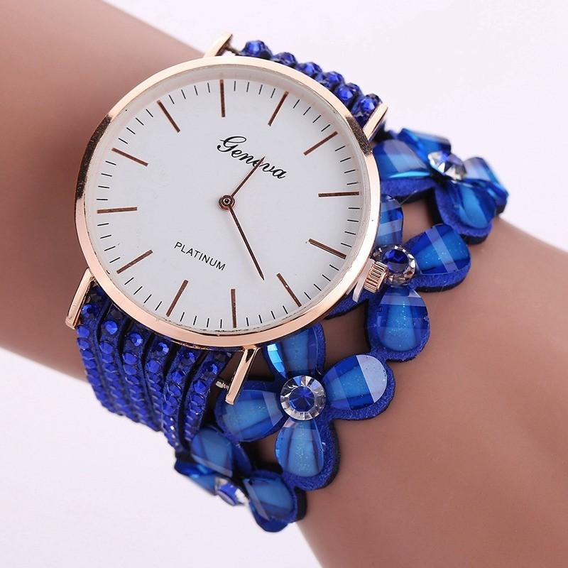 Elegant Floral Quartz Bracelet Watch Fashionable Women's Jewelry Timepiece