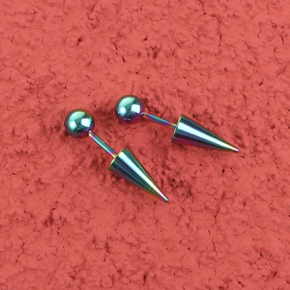 2 Stück Damen Runde Kugel Stachel Kegelspitze Mode Schmuck Titan Stahl Ohrstecker Piercing Ohrringe