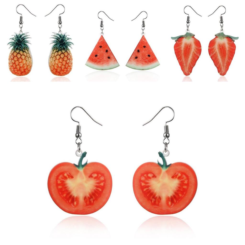 Fresh Fruit Acrylic Earrings For Women Summer Fashion Stylish Jewelry