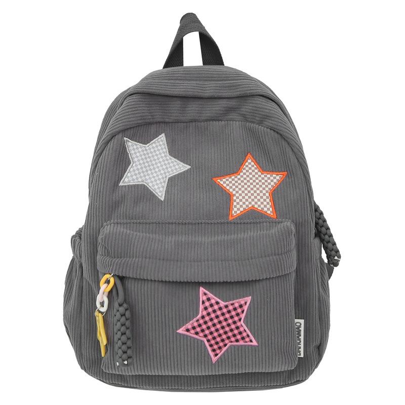 Zaino in velluto a coste, grande capacità, zaino, borsa da scuola, studente delle superiori, studente delle medie, borsa tesoro, piccolo, fresco, tinta unita