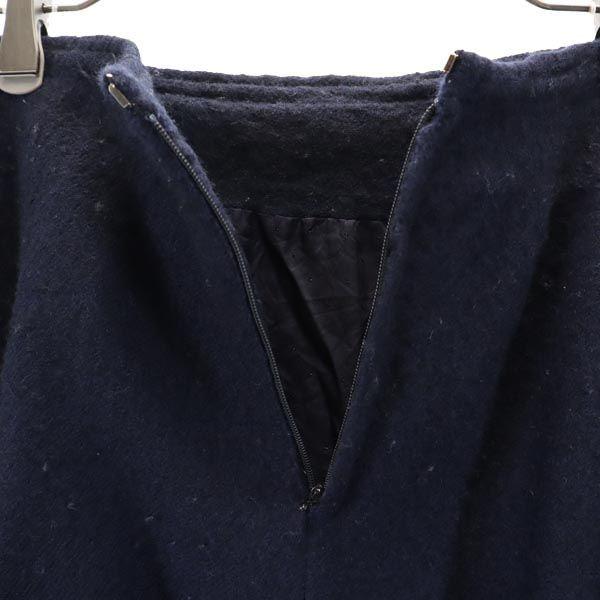 Yohji Yamamoto made in Japan wool Long skirt 2 Navy system Back zip Women Used