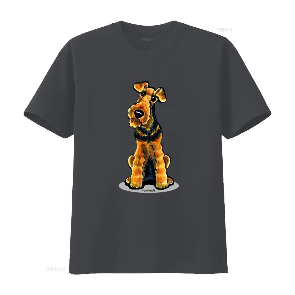 T-shirt con Stampa Welsh Terrier per Moda Casual vintage Lavato uomo abbigliamento designer Versatile Elasticizzato Morbido Unisex Traspirante