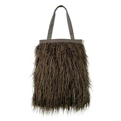 1196 Fluffy Faux Fur Vertical Tote Bag Moquette EU Tall Moket A [Rootote] (Khaki)