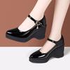 Waterproof Platform Wedge Heels Women's Soft Leather Thick-soled High-heel Anti-slip Shoes