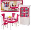 Leantoys Dollhouse Furniture Dining Room Set Table Chairs Sideboard Tableware