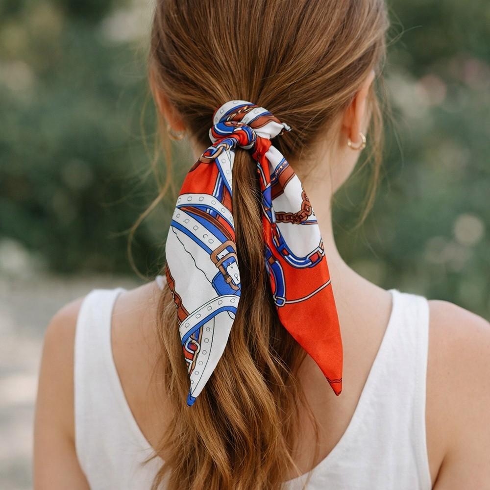 Long Slender Scarf Double-Sided Streamer Handbag Handle Ribbon Hair Band Neckwear/Wrist/Waistband