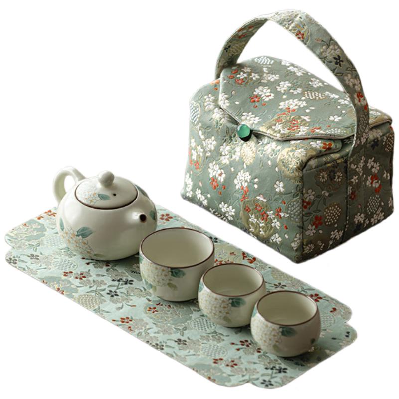 Woding Ru Kiln Ceramic Travel Kung Fu Tea Set
