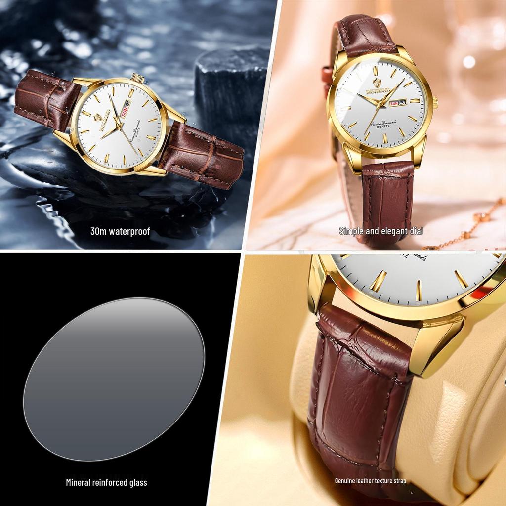 BINBOND Waterproof Couple Watches with Double Calendar - Women's Model