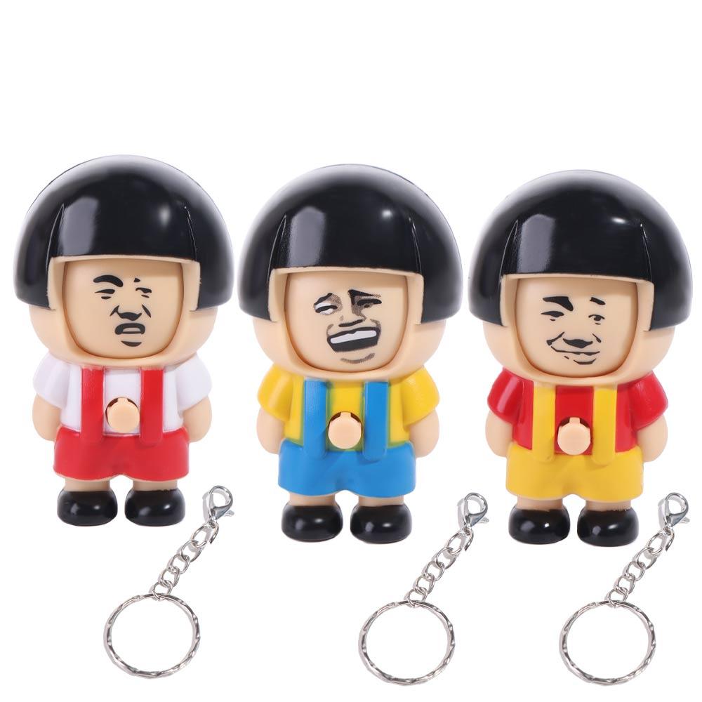 

Plastics Cartoon Doll Keychain With Keychain Face Changing Toy Christmas Dolls жёлтый