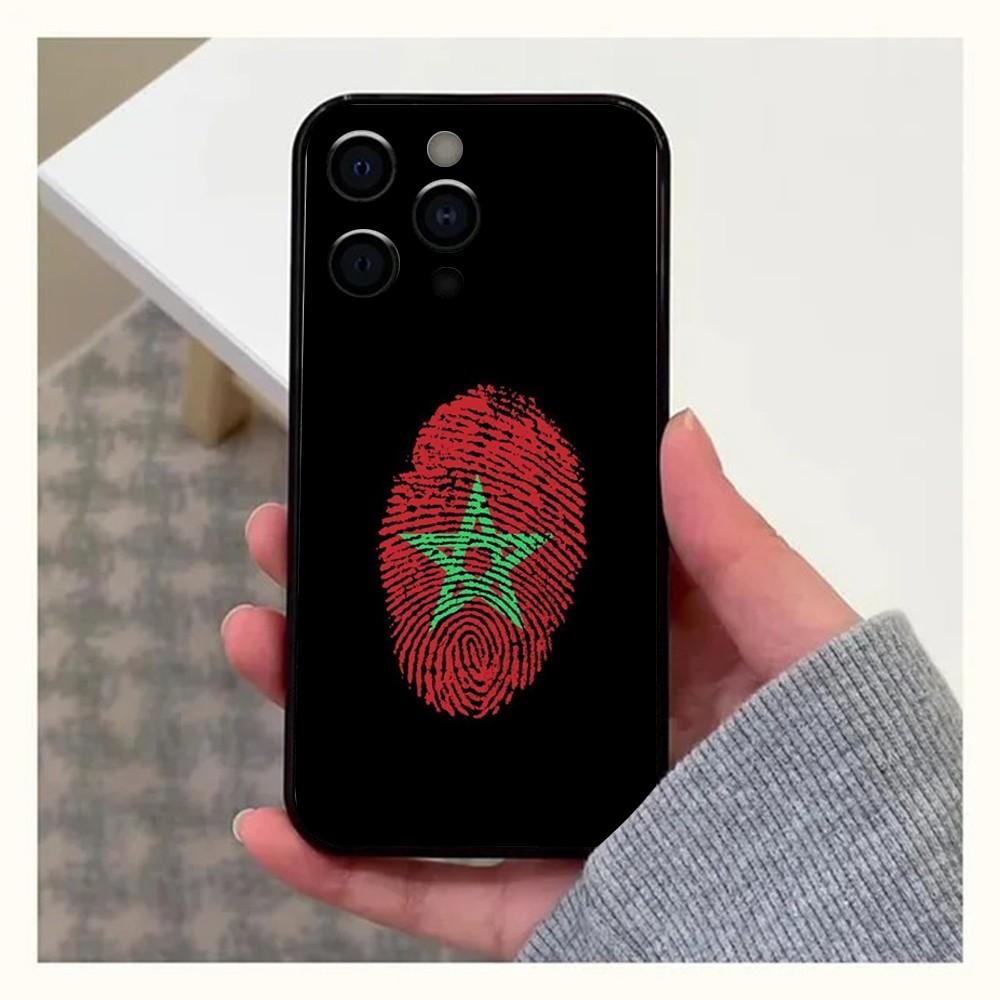 Morocco Flag Phone Case For Apple iPhone 15,14,13,12,11,Pro,X,XS,Max,XR,Plus,Mini Soft Black Cover