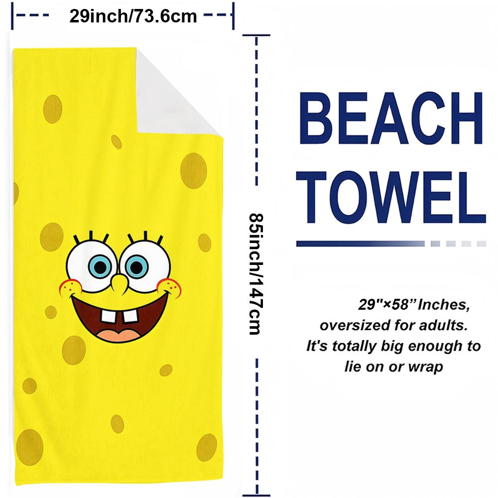 Cartoon S-SpongeBobS Soft Portable Travel Towel Unisex Ultra Lightweight Microfiber Oversized Sand Free Quick Dry Beach Towel