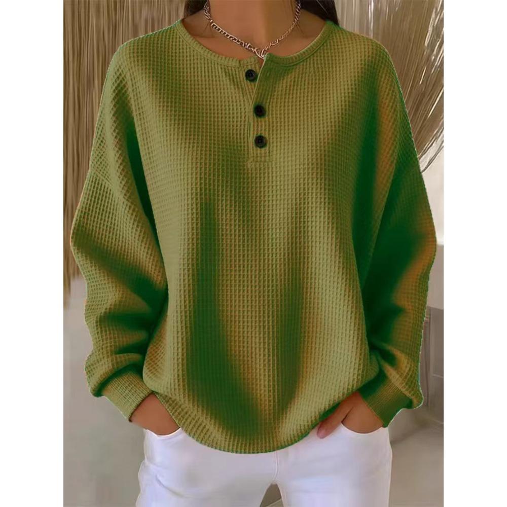 **Maglione da donna a nido d'ape con scollo rotondo, vestibilità ampia, tinta unita, alla moda, autunno inverno**