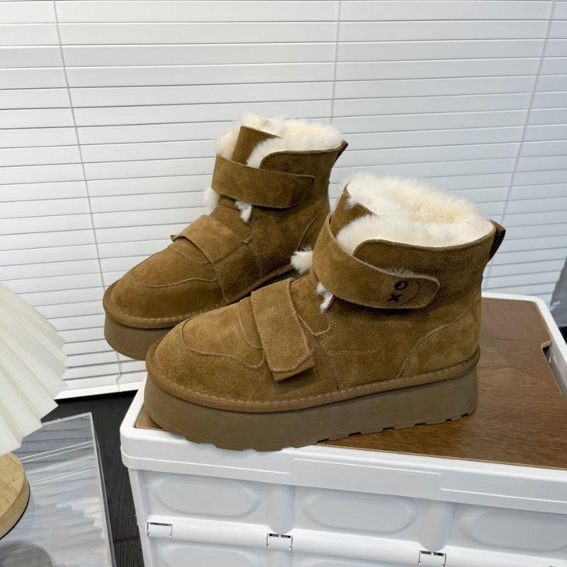 Velcro Thick-soled Snow Boots Women's New Winter Velvet Warm Leather Bread Cotton
