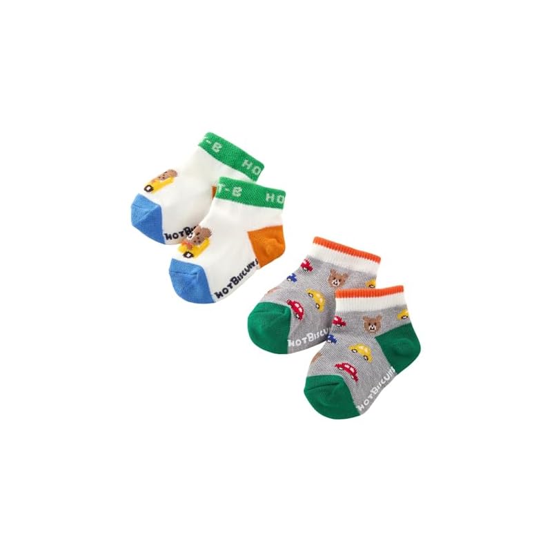 [MIKIHOUSE HOT BISCUITS] Low-cut socks pack for boys and girls, baby and kids clothing, multi-color, size 15 (15-17cm), 74-9637-141
