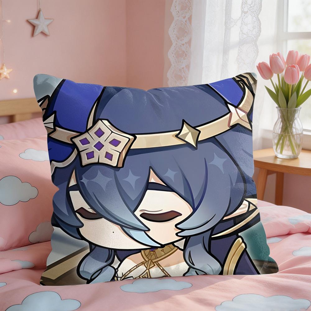 Layla Cute Genshin Impact Cushion Cover Square Short Plush Pillow Case Living Room Sofa Home Decor Funda X
