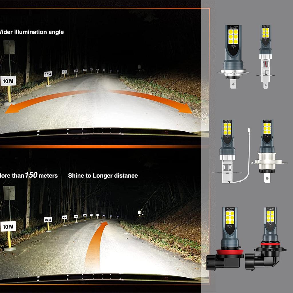 2Pcs H8 H11LED Bulb H1 H3 H4 H7 9005 9006 Led Lamp Bright Car Fog Lights Day Driving Running Light 12V 6500K White Car Lights