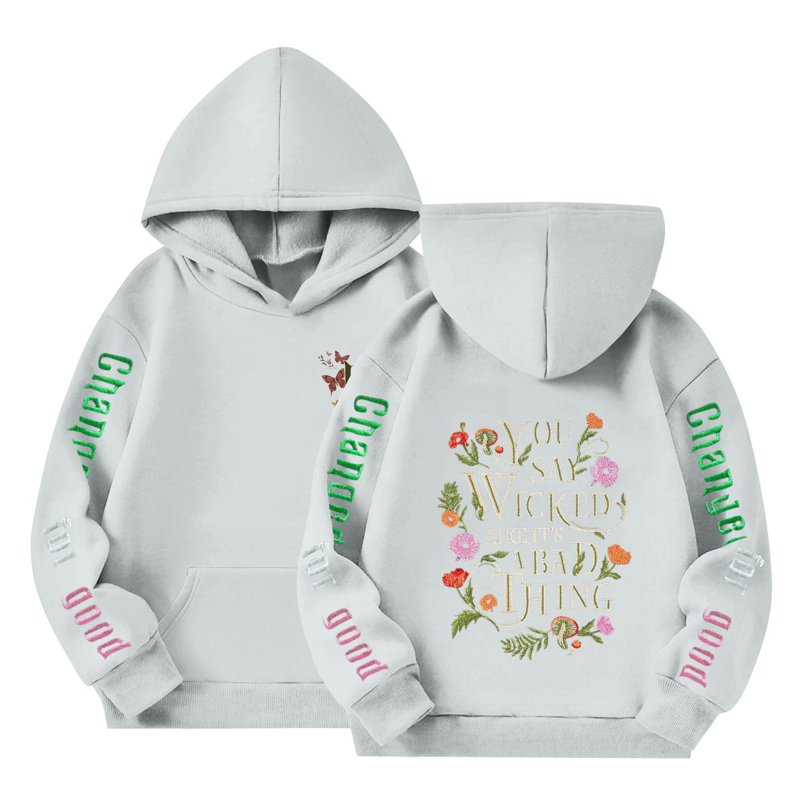 

Детский пуловер с длинным рукавом, свободного кроя, с принтом букв, капюшоном на шнурке 130