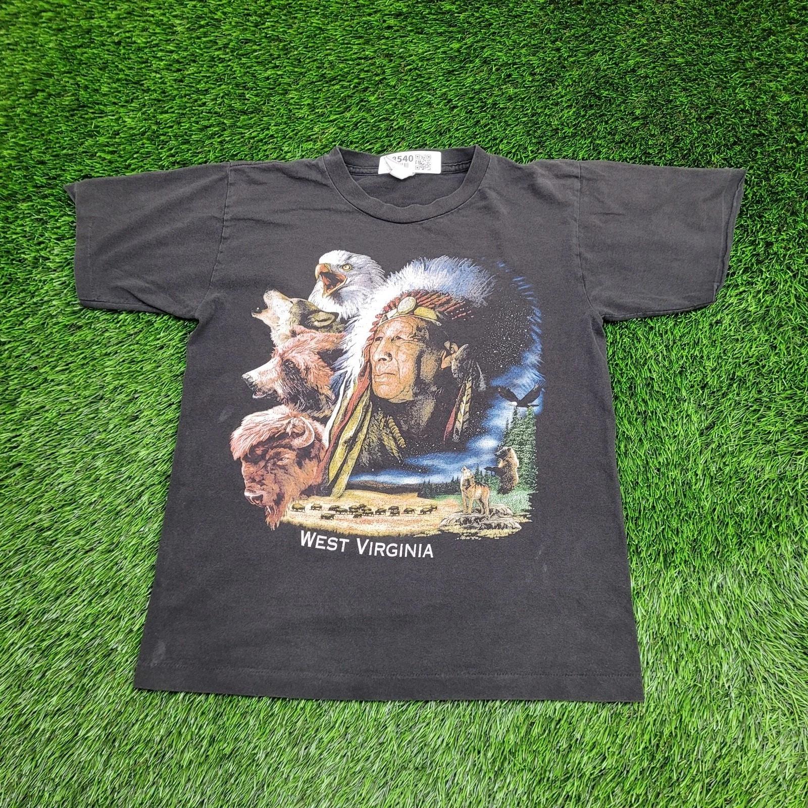 Vintage 80s Native-American Indian Shirt Medium 19x24 West-Virginia S