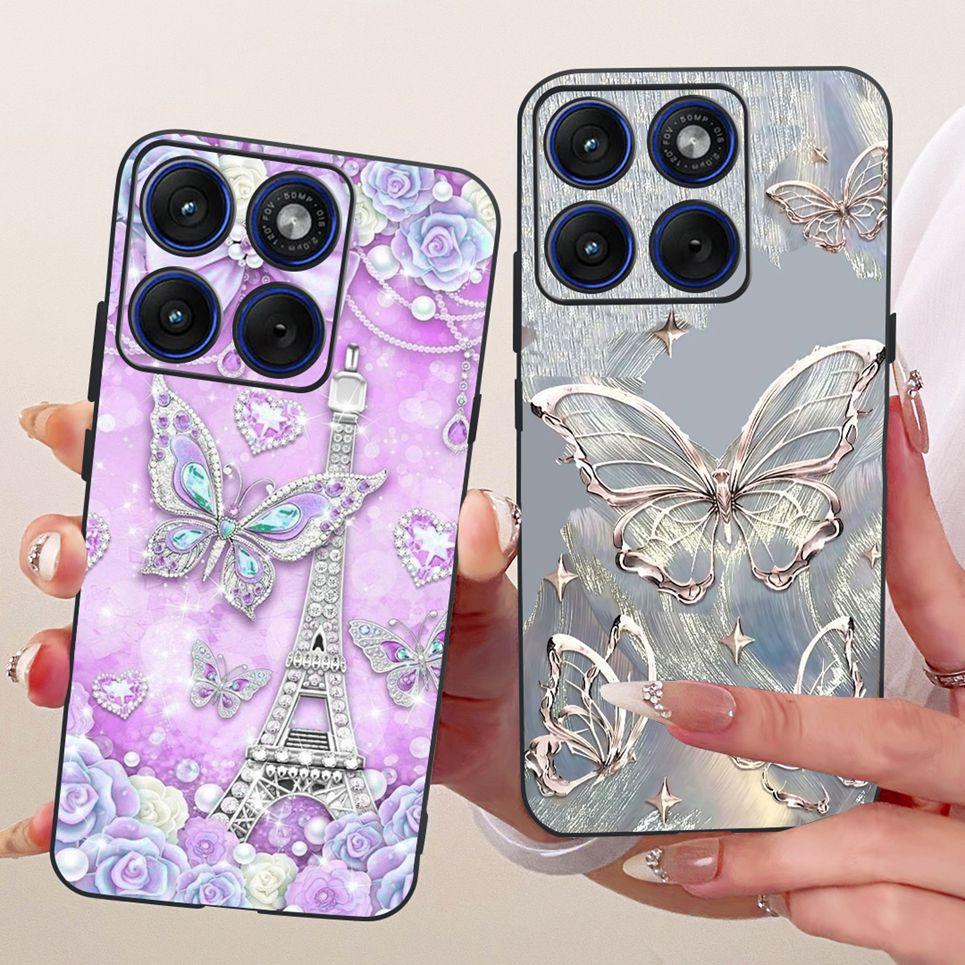 Flower Butterfly Luxury Girly Fashion Casing For Motorola Edge 70 Moto X70 Air Phone Case Soft Slim Silicone TPU Back Cover