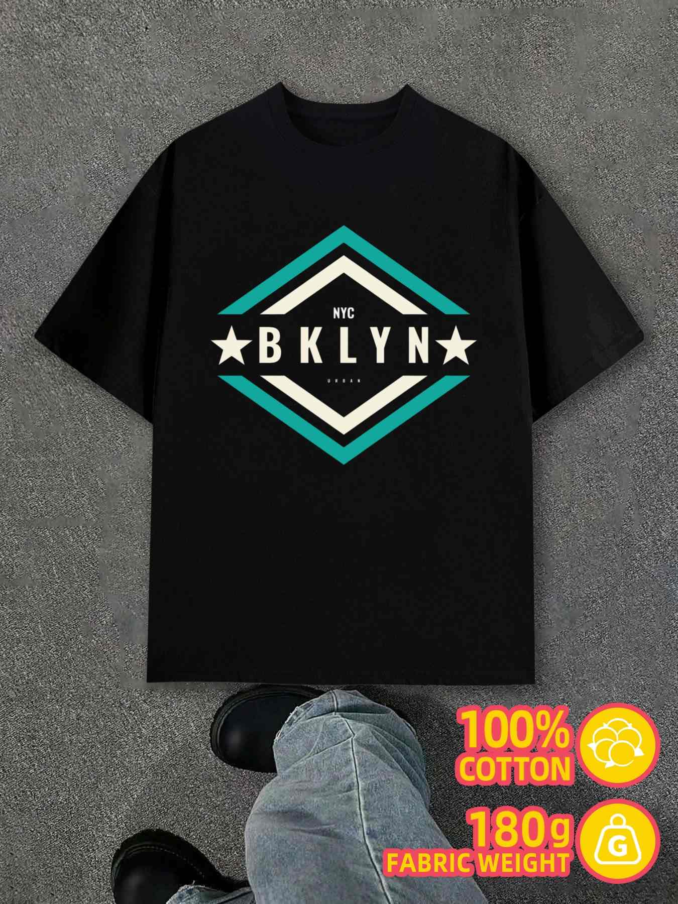 T-Shirt Y2K Bklyn Nyc Black Regular Fit L