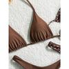 Retro Polka Dot and Solid Color Triangle Bikini Set