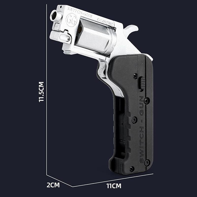 Toy Alloy Foldable Toy Gun Left Wheel Metal Model Gun Switch-Gun Folding Simulation Toy Soft Bullet Gun With Plastic Bullets